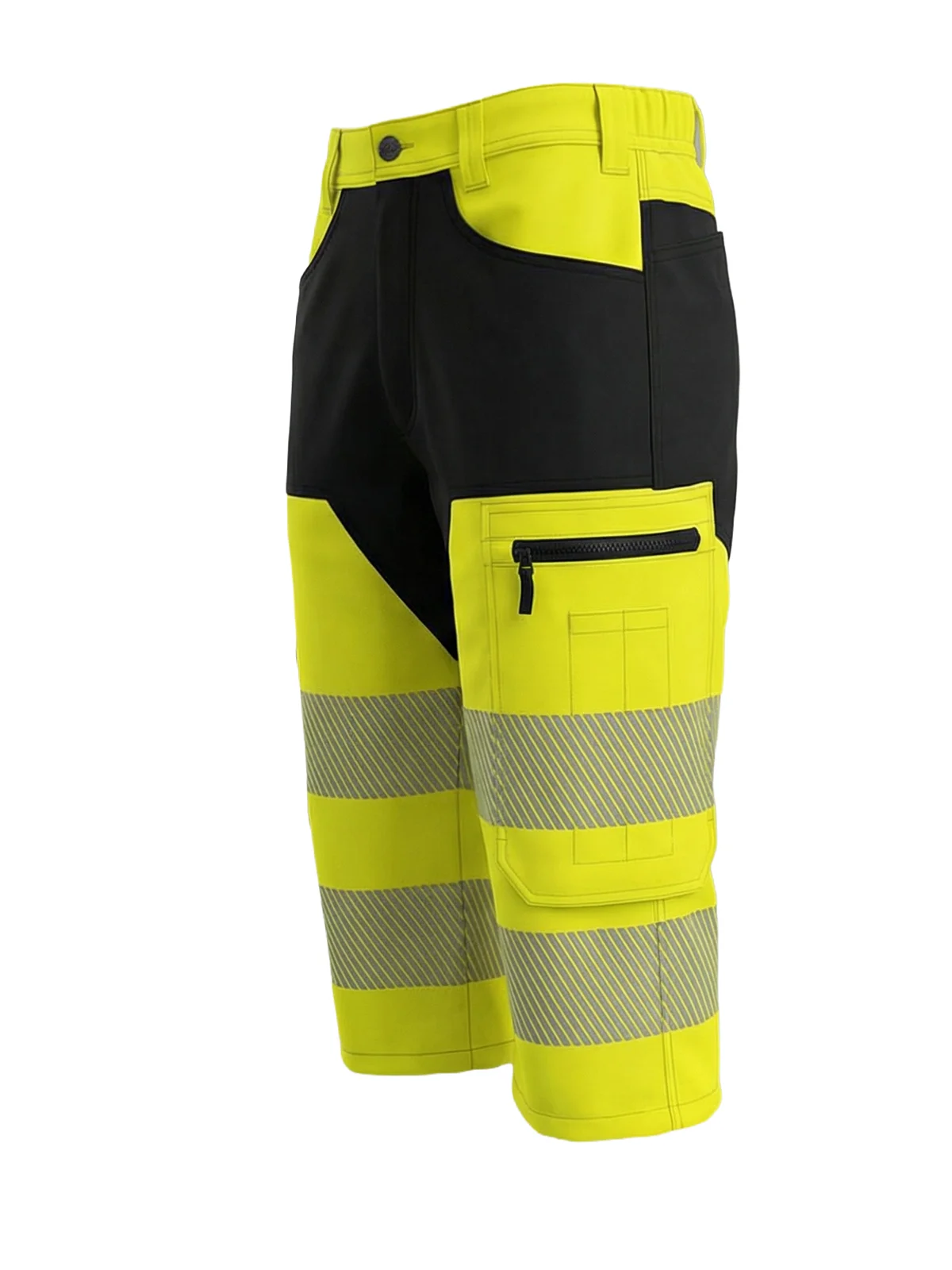 Tričetvrtinske hlače s elastičnim detaljima MASHUP Hi-vis Class 1 – pogled 4