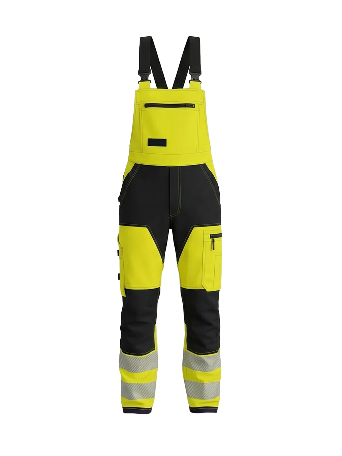 Hlače s naramenicama s elastičnim detaljima MASHUP Hi-vis Class 2