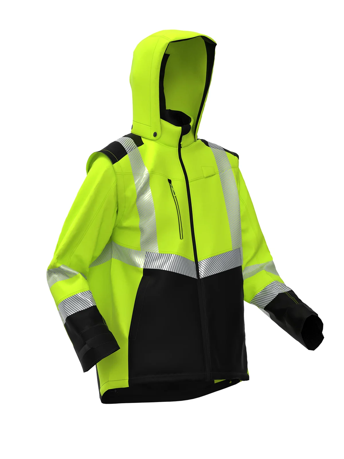 Softshell jakna s odvojivim rukavima TRANSFORMER Hi-vis Class 2 – pogled 2