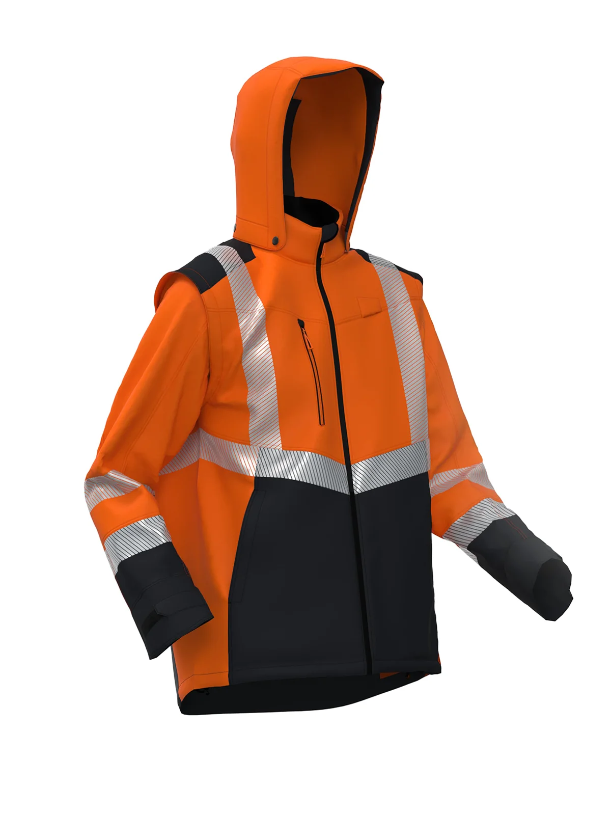 Softshell jakna s odvojivim rukavima TRANSFORMER Hi-vis Class 2 – pogled 7