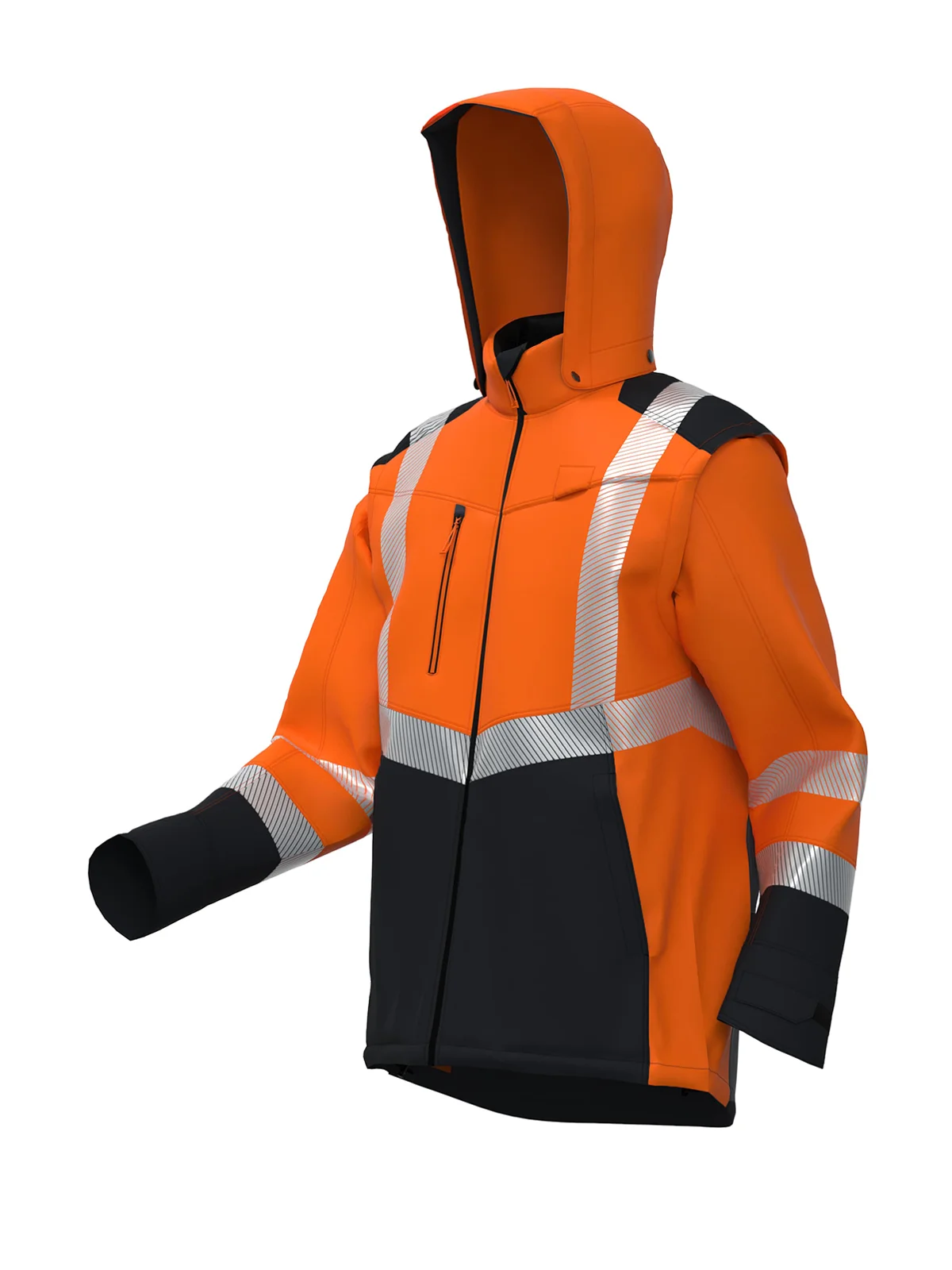Softshell jakna s odvojivim rukavima TRANSFORMER Hi-vis Class 2 – pogled 8